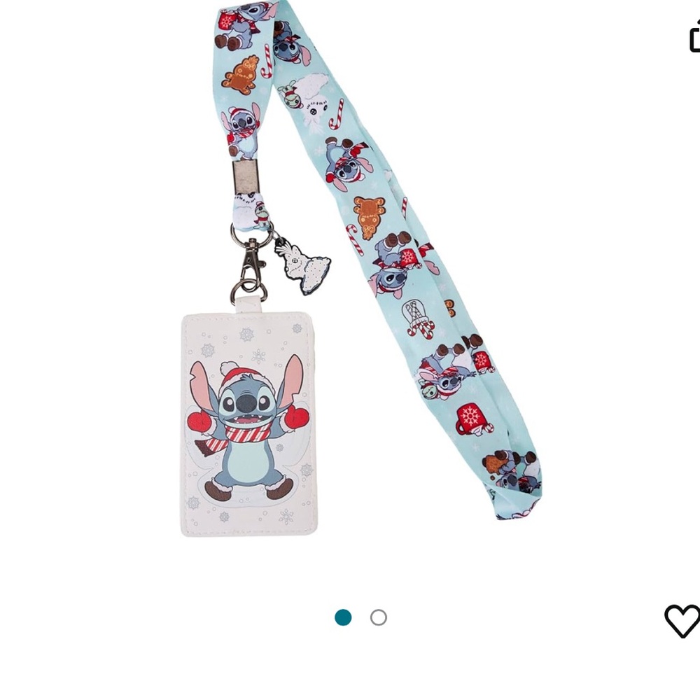 Loungefly Disney Stitch Holiday Snow Angel Lanyard with CARDHOLDER NWT